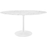 Lippa 60" Oval Dining Table in Faux White Marble