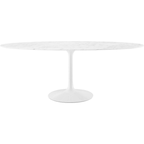 Lippa 78" Dining Table w/ Faux Marble Top on White Metal Base