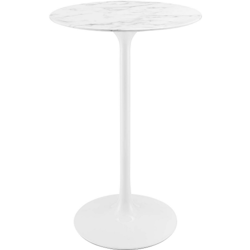 Lippa 28" Bar Table w/ Marble Top & White Steel Base