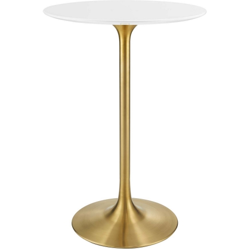 Lippa 28" Bar Table in White on Gold Metal