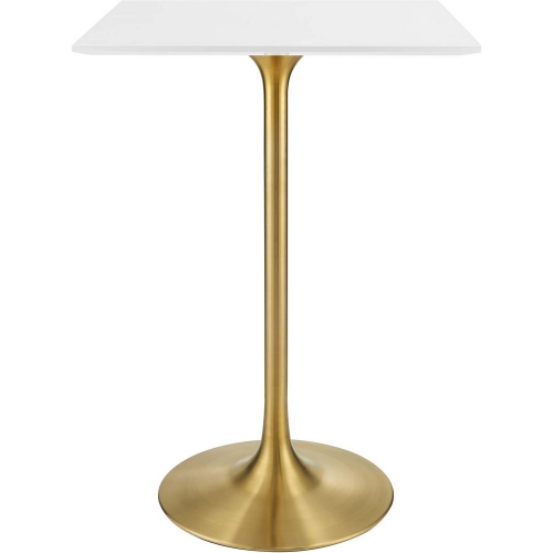 Lippa 28" Square Bar Table in White on Gold Metal