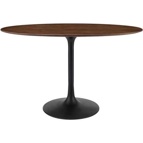 Lippa 48" Oval Dining Table in Walnut Veneer & Black Metal