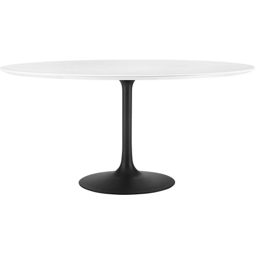 Lippa 60" Round Dining Table in White Wood & Black Metal