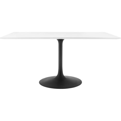 Lippa 60" Dining Table in White Wood & Black Metal