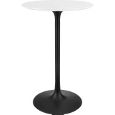 Lippa 28" Round Bar Table in White Wood & Black Metal