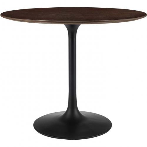 Lippa 36" Dining Table in Cherry Walnut Finish & Black Metal