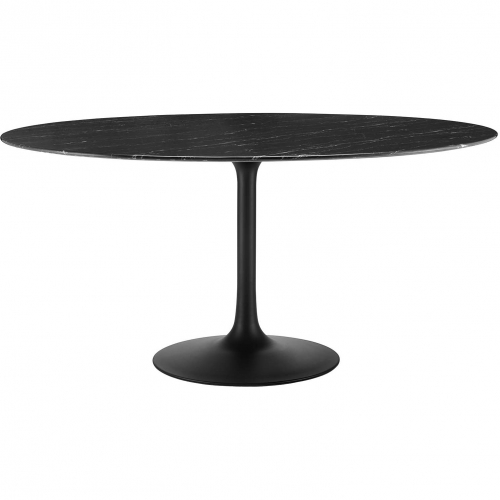 Lippa 60" Dining Table in Black Faux Marble & Metal