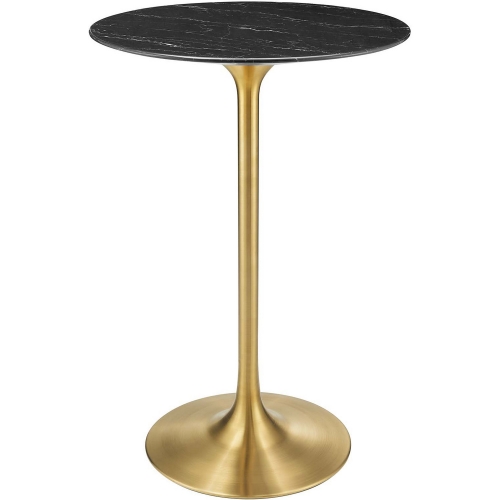 Lippa 28" Bar Table in Black Faux Marble & Gold Steel