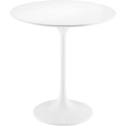 Lippa 20" Round Side Table in White Finish & White Stainless