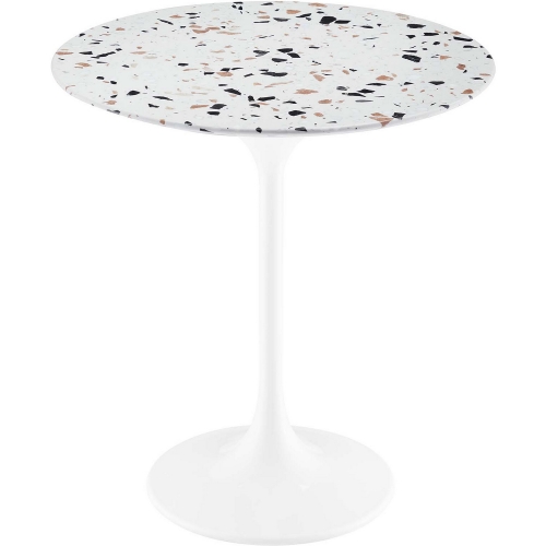 Lippa 20" Round Side Table in Multicolor Terrazzo & White Metal