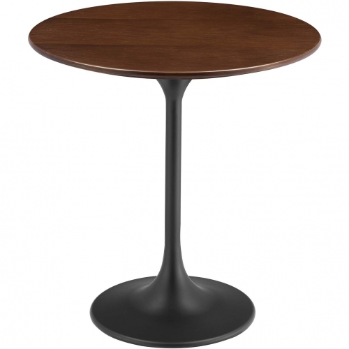 Lippa 20" Round Side Table in Walnut Finish & Black Metal