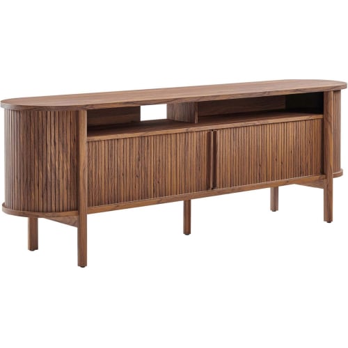 Cadence 71" Curved TV Stand Sideboard in Walnut Finish Wood