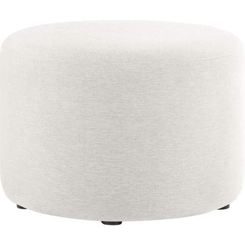 Callum 23" Round Ottoman in Heathered Weave Ivory Fabric