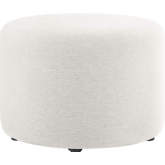 Callum 23" Round Ottoman in Heathered Weave Ivory Fabric