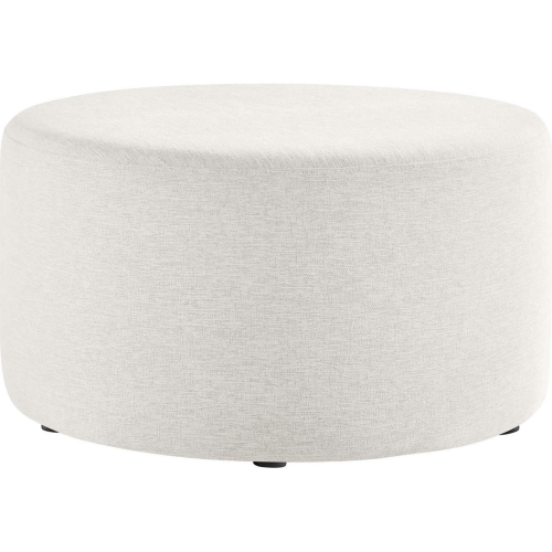 Callum 29" Round Ottoman in Heathered Weave Ivory Fabric