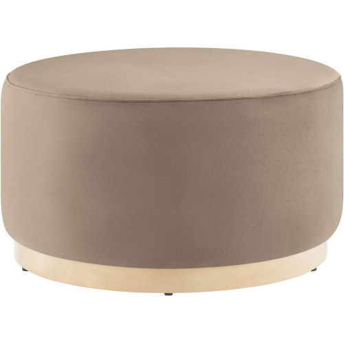 Tilden 29" Round Ottoman in Taupe Performance Velvet & Natural Finish Wood