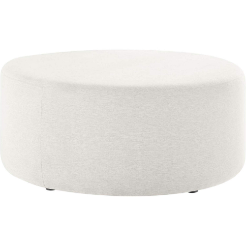 Callum 38" Round Ottoman in Heathered Weave Ivory Fabric