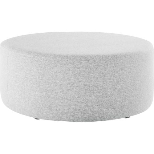 Callum 38" Round Ottoman in Heathered Weave Light Gray Fabric