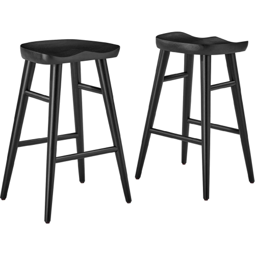 Saville Backless Counter Stool in Black Finish Wood  (Set of 2)