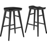 Saville Backless Counter Stool in Black Finish Wood  (Set of 2)