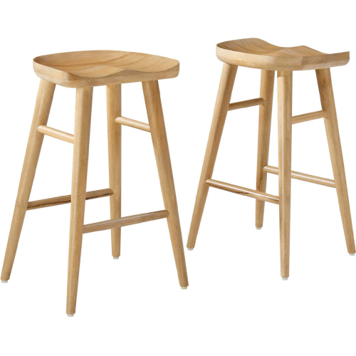 Saville Backless Counter Stool in Oak Finish Wood  (Set of 2)