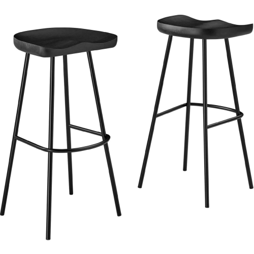 Concord Backless Bar Stool in Black Wood & Metal (Set of 2)