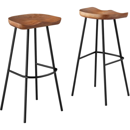 Concord Backless Bar Stool in Walnut Finish Wood & Metal (Set of 2)