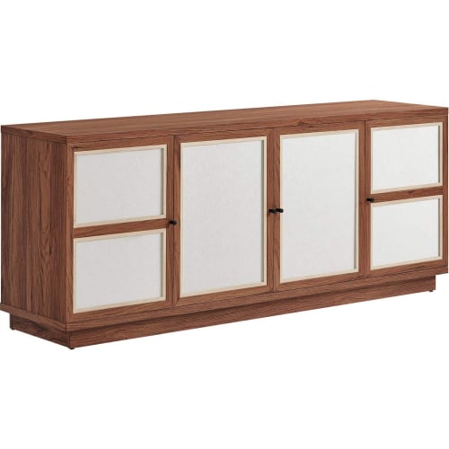 Capri 63" TV Stand in Walnut Wood Grain Finish & Linen