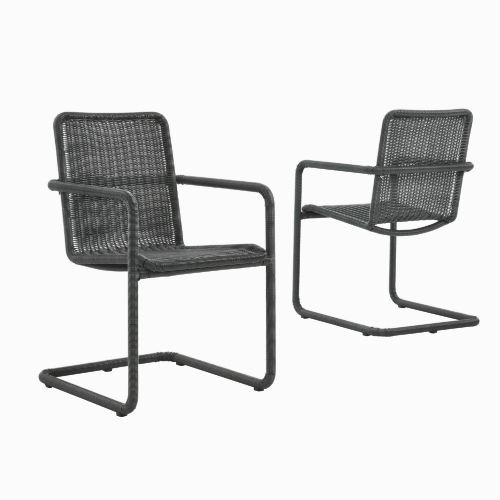 Abacus Outdoor Dining Chair in Slate Black Finish Wicker (Set of 2)