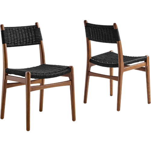 Wynn Dining Chair in Black Rope & Walnut Finish Wood (Set of 2)