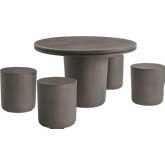 Brion Indoor Outdoor 5 Piece Dining Set in Gray Concrete