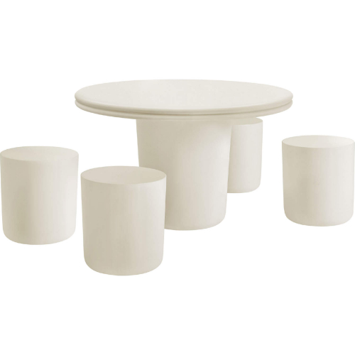 Brion Indoor Outdoor 5 Piece Dining Set in White Concrete