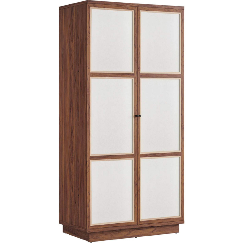 Capri 70" Tall Storage Cabinet in Walnut Wood Grain Finish & Linen