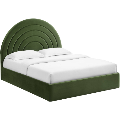 Solana Full Platform Bed in Moss Green Performance Velvet