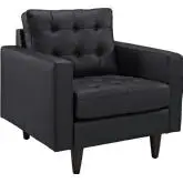 Empress Arm Chair in Tufted Black Leather