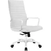 Finesse Mid Back Swivel Office Chair in White Leatherette & Polished Aluminum