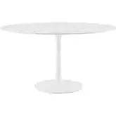 Lippa 54" Dining Table in Faux Marble & White Base