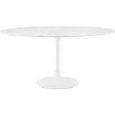 Lippa 60" Dining Table in Faux Marble & White Base