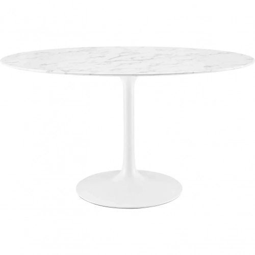 Lippa 54" Oval Dining Table in White Faux Marble