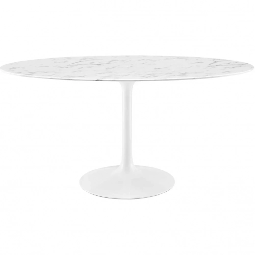 Lippa 60" Oval Dining Table in White Faux Marble