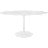 Lippa 60" Oval Dining Table in White Faux Marble