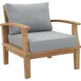 Marina Outdoor Arm Chair in Teak & Gray Fabric