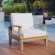 Marina Outdoor Teak Armchair in Natural Finish with White Cushions
