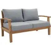 Marina Outdoor Loveseat in Teak & Gray Fabric