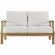 Marina Outdoor Teak Loveseat in Natural Finish with White Cushions