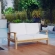 Marina Outdoor Teak Loveseat in Natural Finish with White Cushions