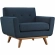 Engage Arm Chair in Tufted Azure Fabric with Cherry Wood Legs