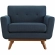 Engage Arm Chair in Tufted Azure Fabric with Cherry Wood Legs