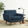 Engage Arm Chair in Tufted Azure Fabric with Cherry Wood Legs