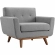 Engage Arm Chair in Tufted Gray Fabric with Cherry Wood Legs